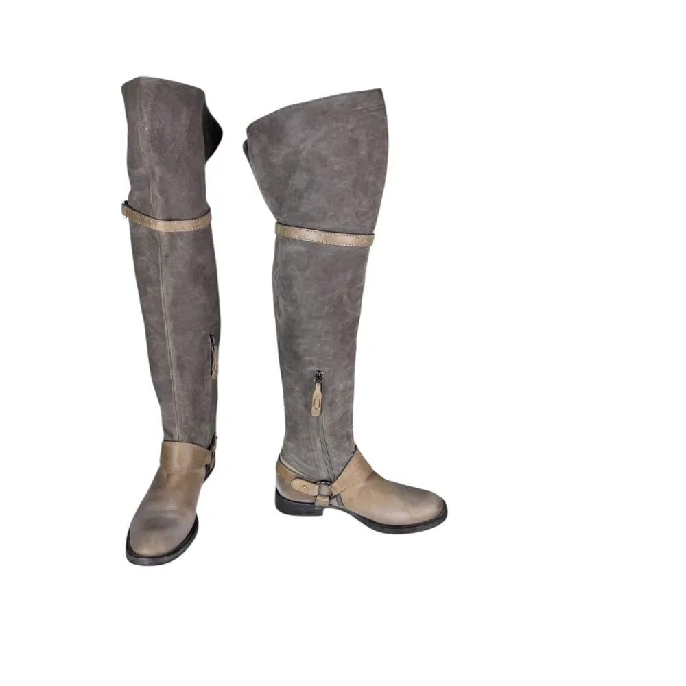 brunello cucinelli suede boots women over the knee size 37.5 7‎ Gray